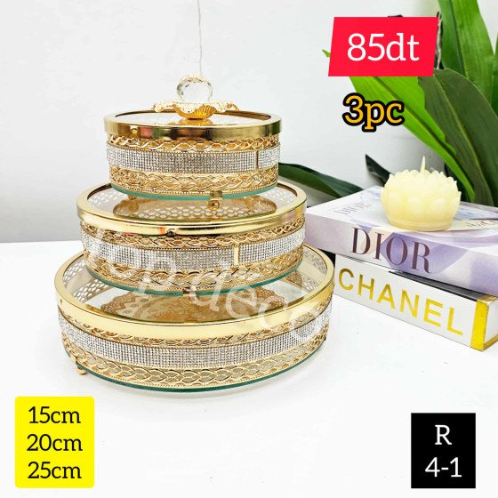 Bonbonnière de luxe dorée – 3 pièces (15/20/25 cm)