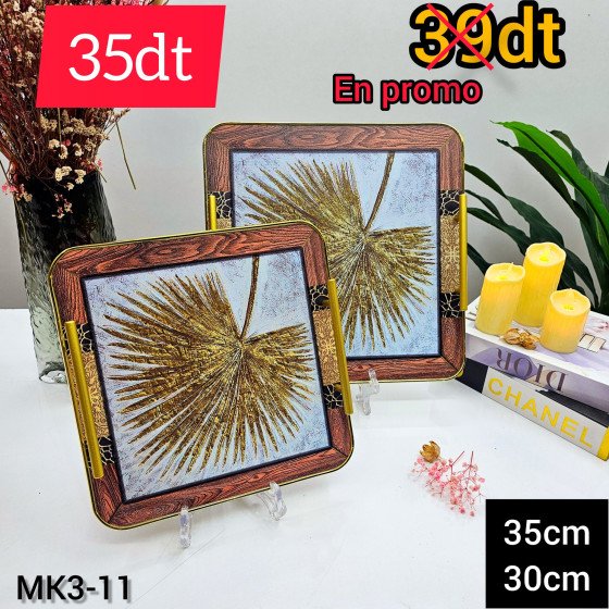 Plateaux 2 Pièces en Bois et Métal