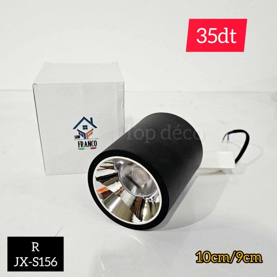 Spot LED en Saillie Noir – 10 cm / 9 cm