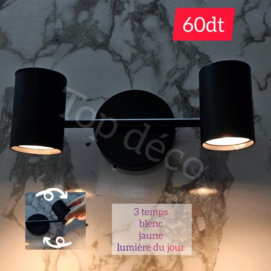 Applique murale double spot rotative