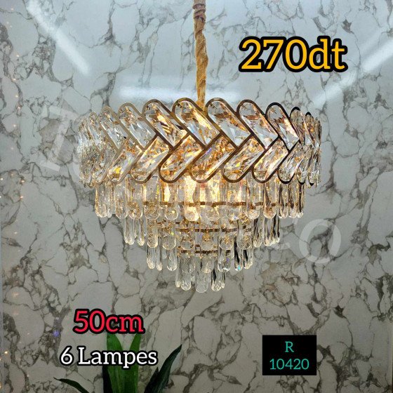 Lustre Crystal 50cm 6 lampes doré