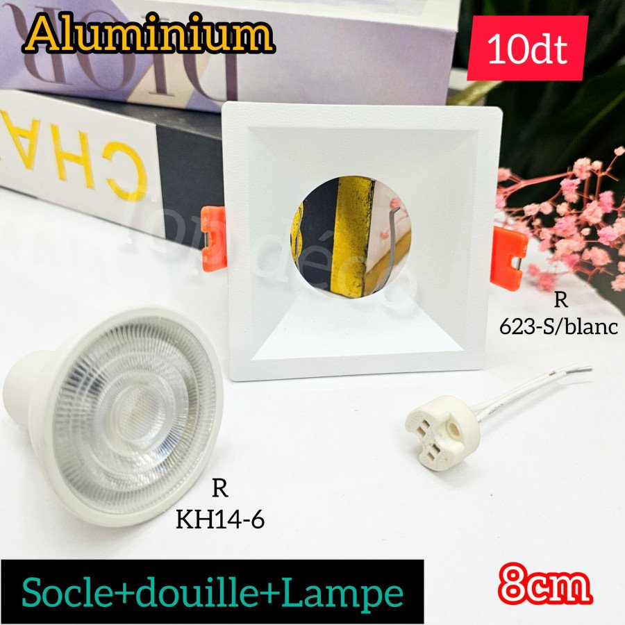 Spot Encastrable Aluminium Blanc avec Lampe LED (7W) avec douille