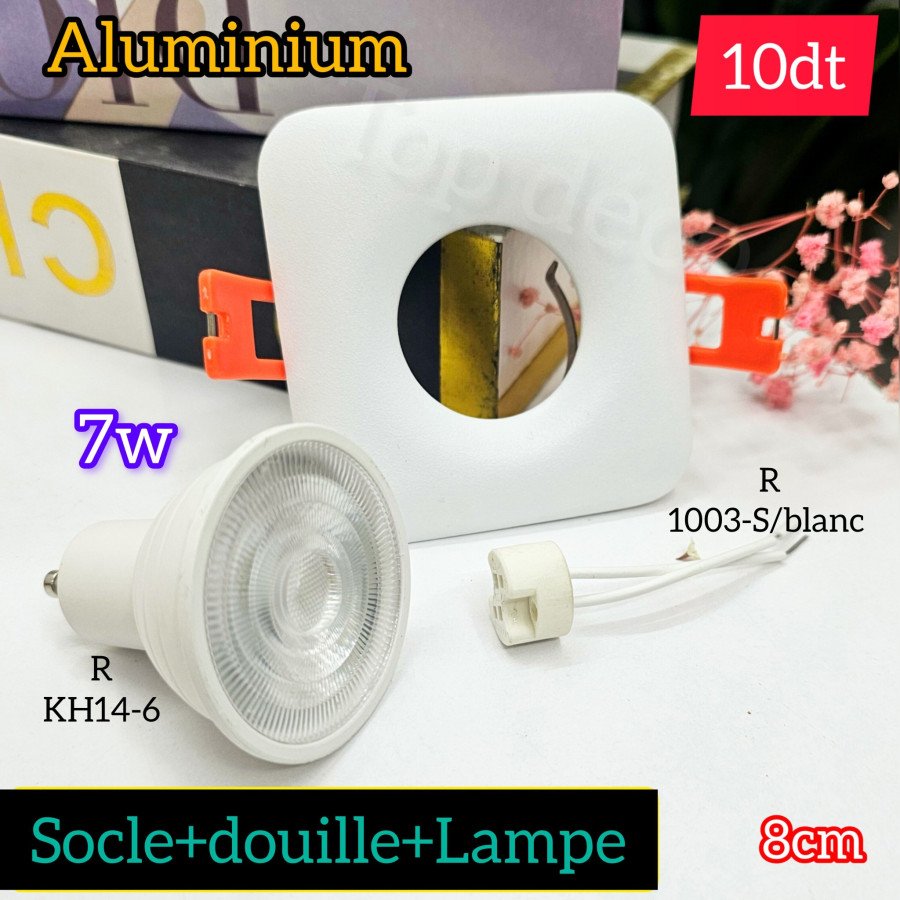 Spot Encastrable Aluminium Blanc avec Lampe LED (7W) avec douille