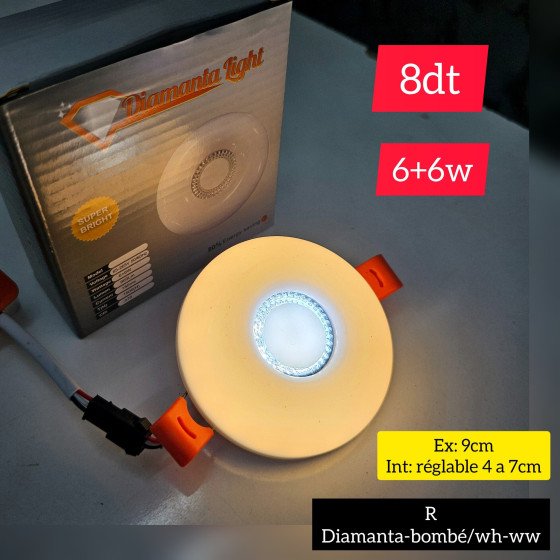 Spot LED Diamanta Light – Blanc/Bombé – 6+6W