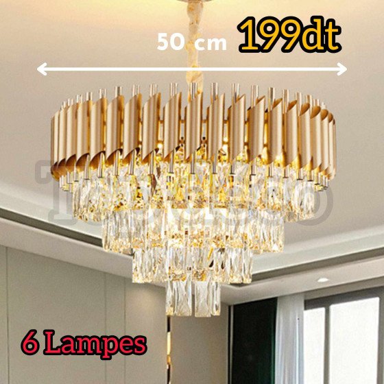 Lustre 50cm 6 Lampes Doré