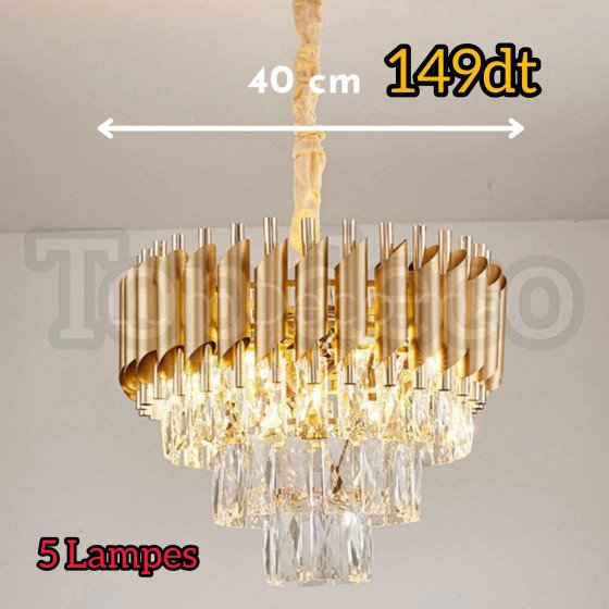 Lustre 40cm 5 Lampes Doré