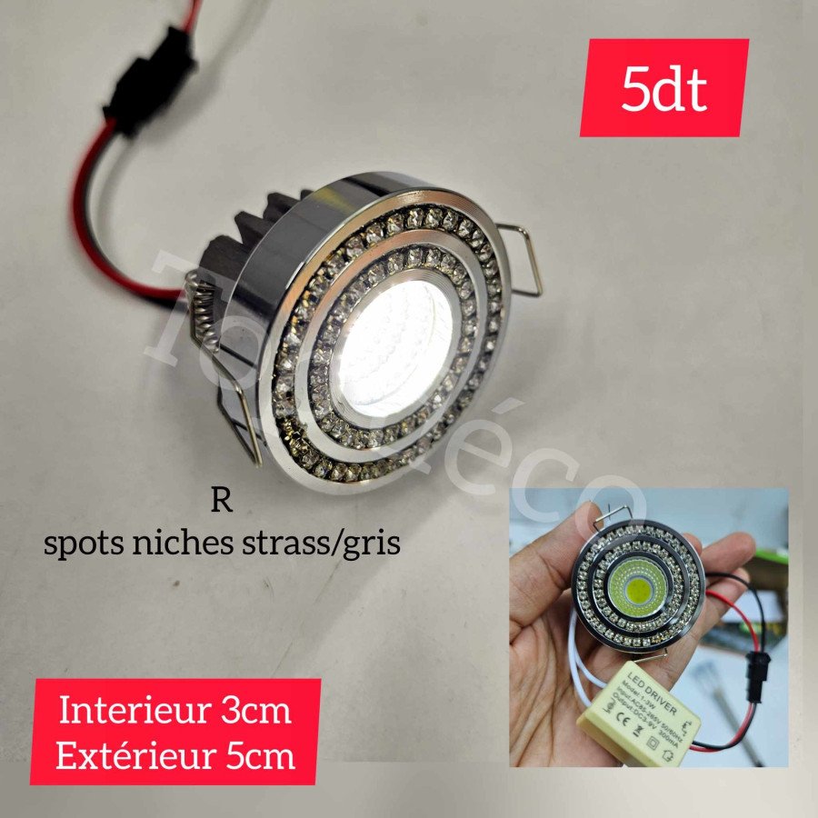 Spot LED Niche Strass Gris