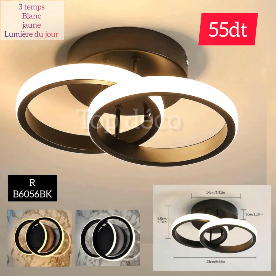 Applique-Lustre LED Rond 25 cm – 3 Modes d’Éclairage