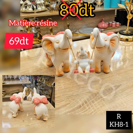 Figurine Élégante en Résine Dorée – Famille d’Éléphants (3 pièces)