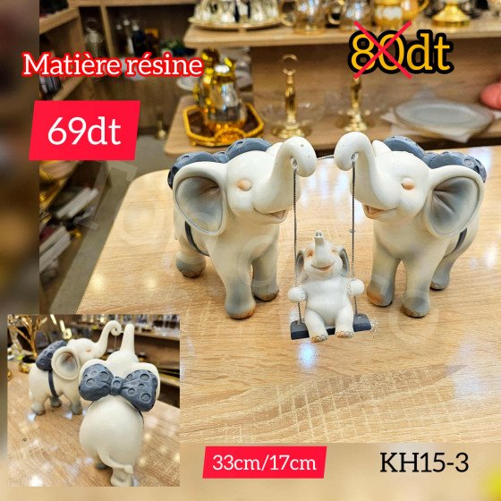 Figurine Élégante en Résine Dorée – Famille d’Éléphants (3 pièces)