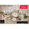 Horloge murale florale dorée et blanche – Acier inoxydable 120×55 cm 14-14