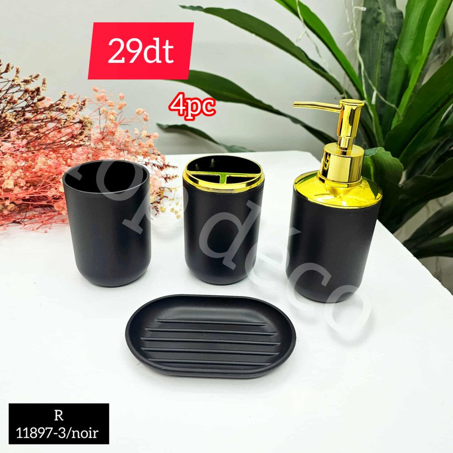 Set de salle de bain 4 pièces – Noir & doré R 11897-3