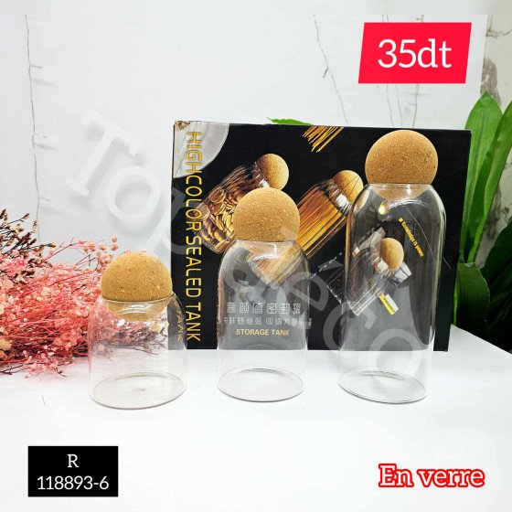 Set de 3 bocaux en verre avec couvercle en liège – R 118893-6