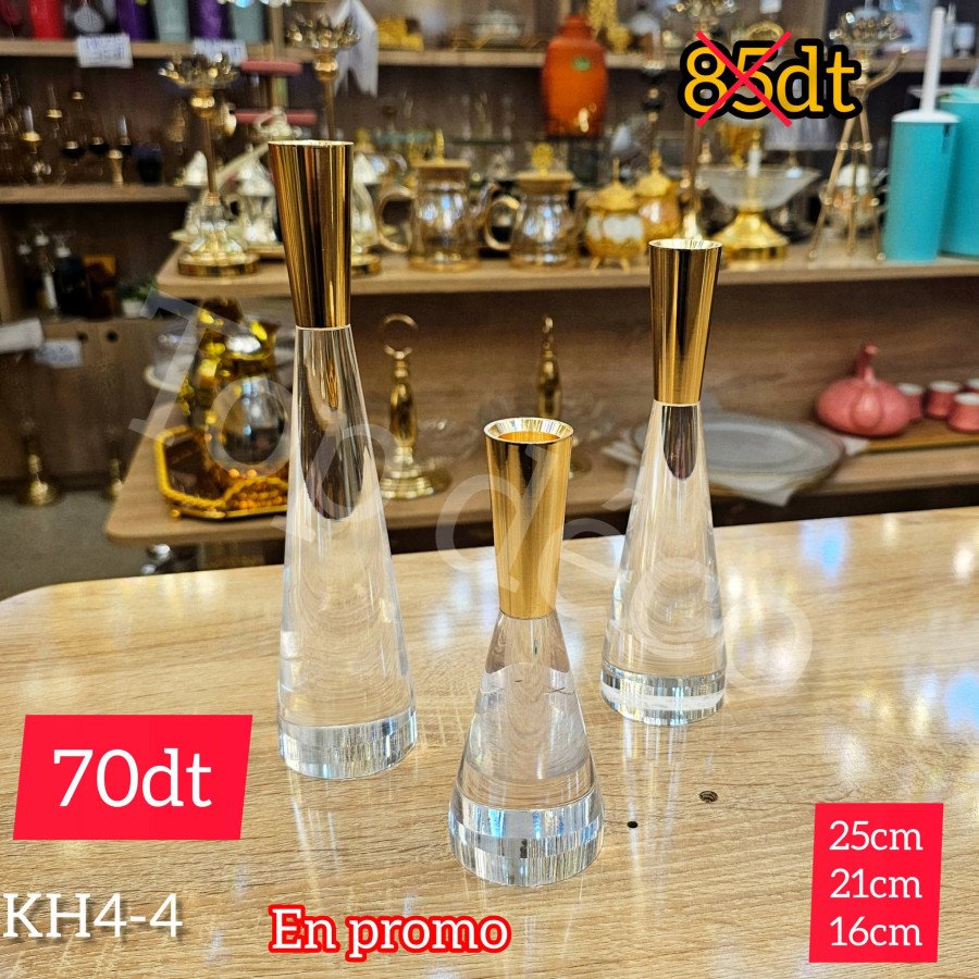 Set de 3 bougeoirs en verre et doré – Design moderne et élégant – KH4-4