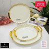 Set de 3 plateaux décoratifs blanc et dorés – Design élégant avec poignées dorés – R11891-12