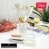 Set ustensiles de cuisine 12 pièces – Louche silicone manche bois – Blanc