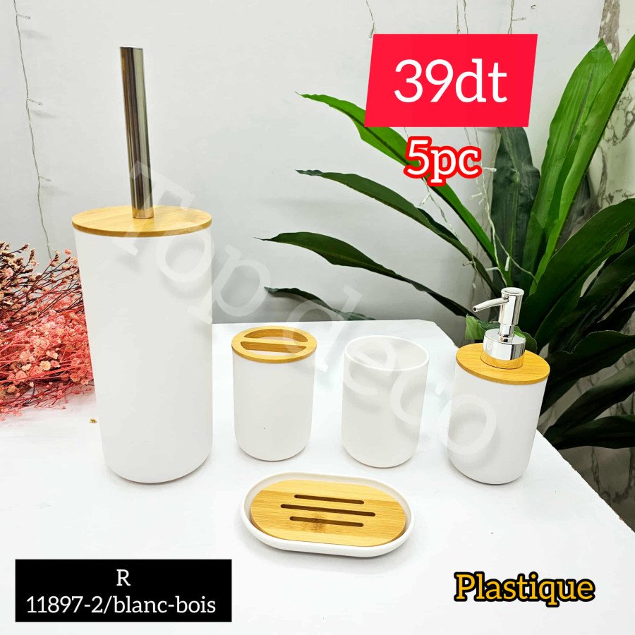 Set salle de bain 5 pièces – Couleur blanc bois – R11897-2