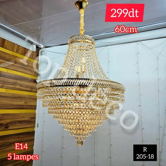 Lustre suspendu doré 60 cm – 5 lampes E14