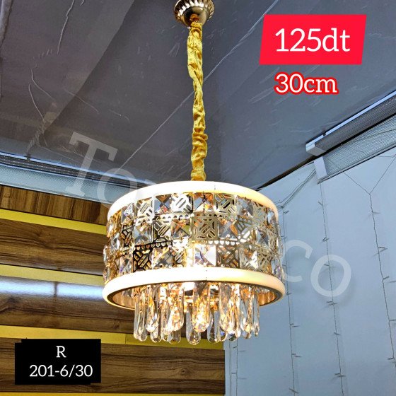 Lustre doré avec pampilles cristal – 30 cm 201-6-30