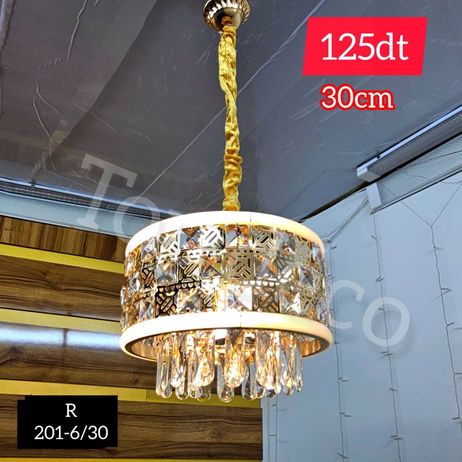 Lustre doré avec pampilles cristal – 30 cm 201-6-30