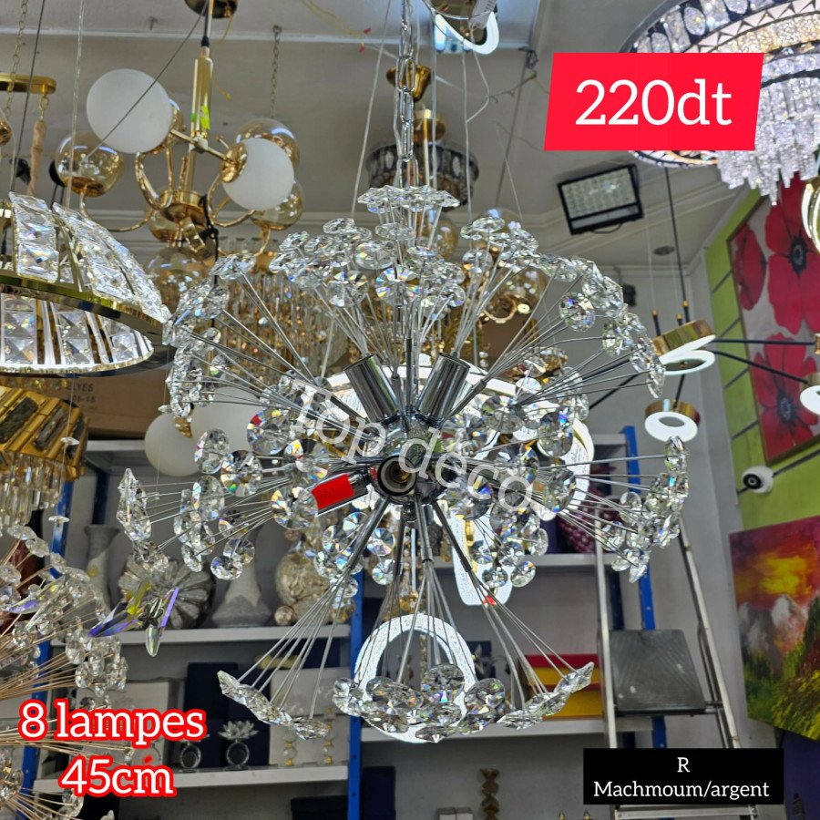 Lustre pissenlit argenté – 8 lampes E14, 45 cm