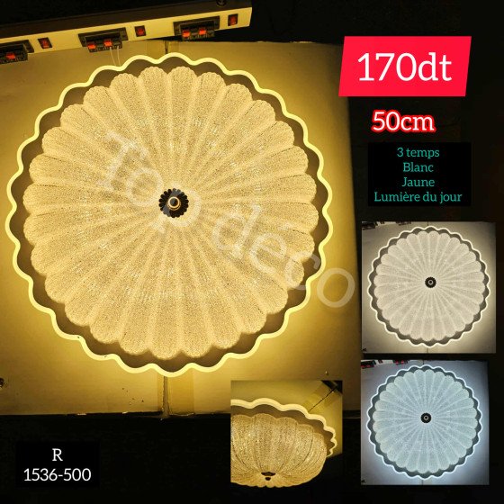 Plafonnier LED rond design – 50 cm – 3 tons de lumière