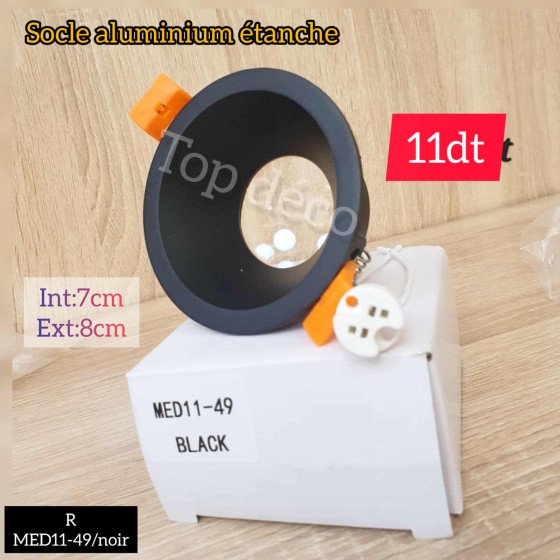 Support encastrable étanche aluminium – noir mat (MED11-49)