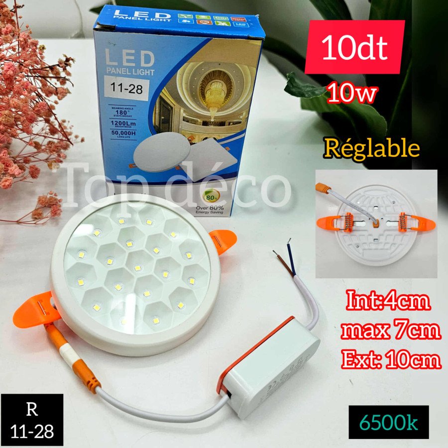 Spot LED Rond Réglable 10W – 6500K (Réf. 11-28)