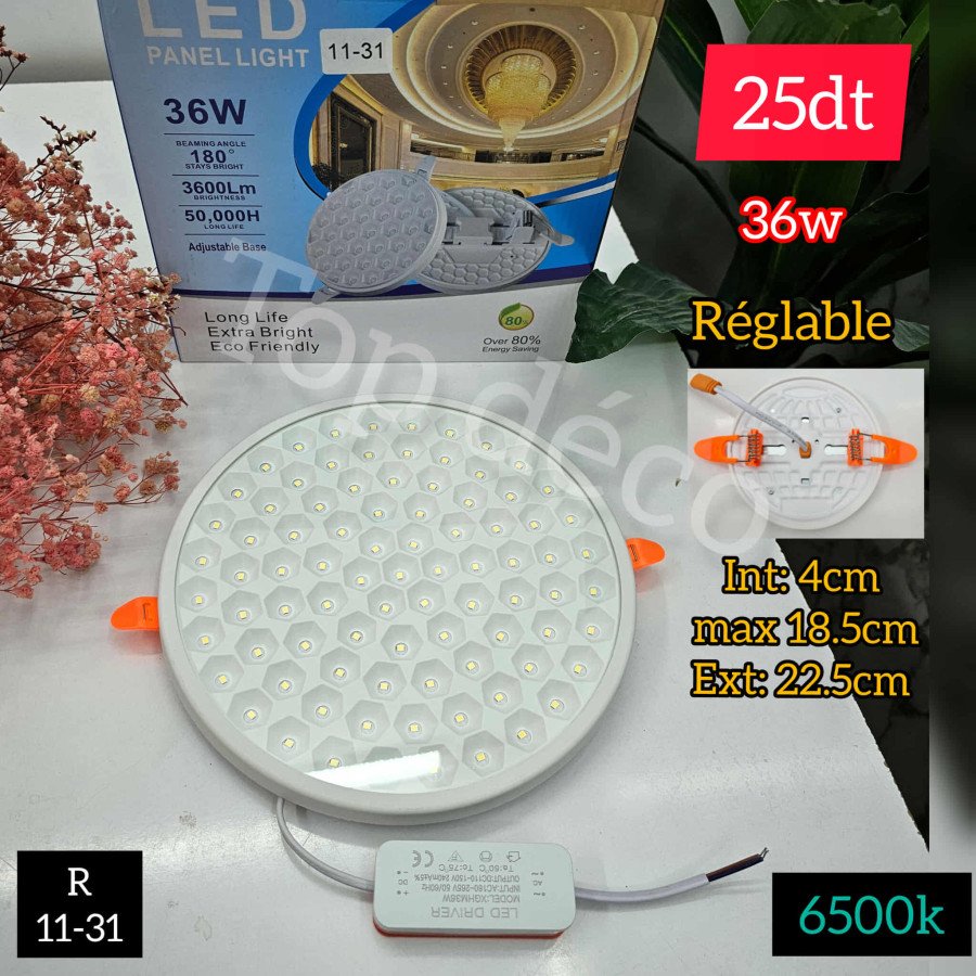 Spot LED Rond Réglable 36W – 6500K (Réf. 11-31)