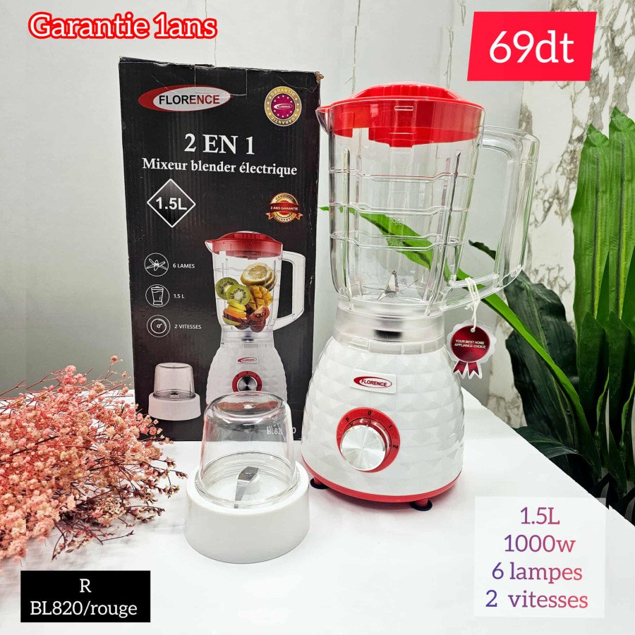 Blender Florence BL820 – 1.5L – 1000W – Rouge