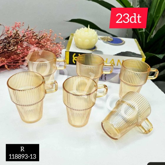 Service à eau en verre –  6 verres – finition dorée