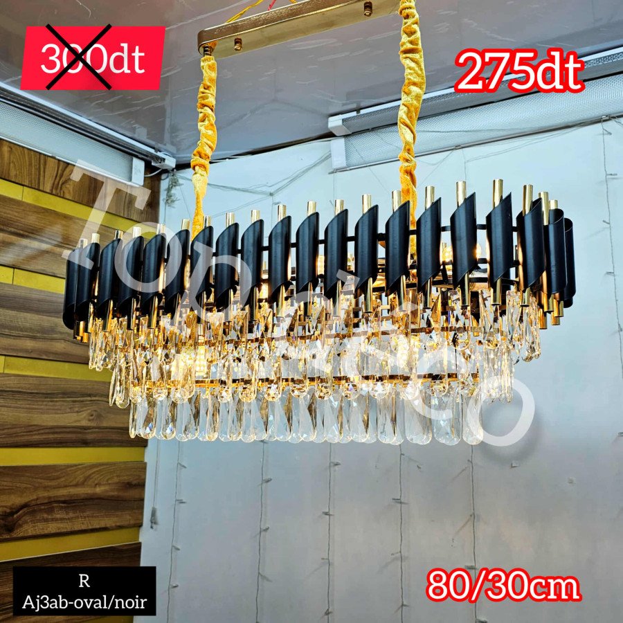 Suspension Ovale Luxe – Métal & Cristal