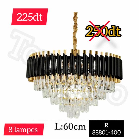 Lustre 60cm 8 Lampes BK