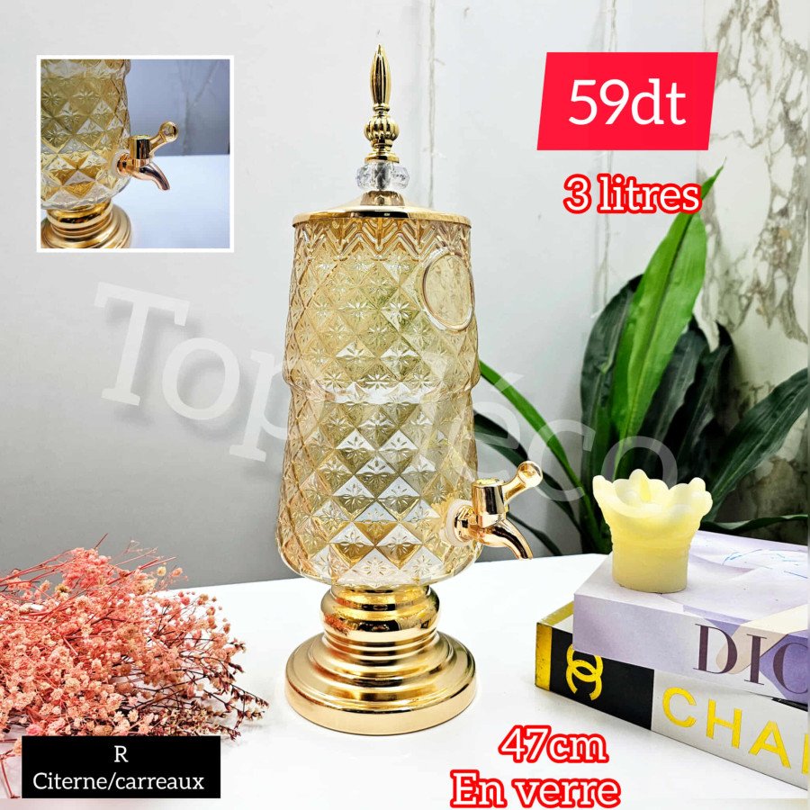 citerne carreaux en verre décorative de 3 litres