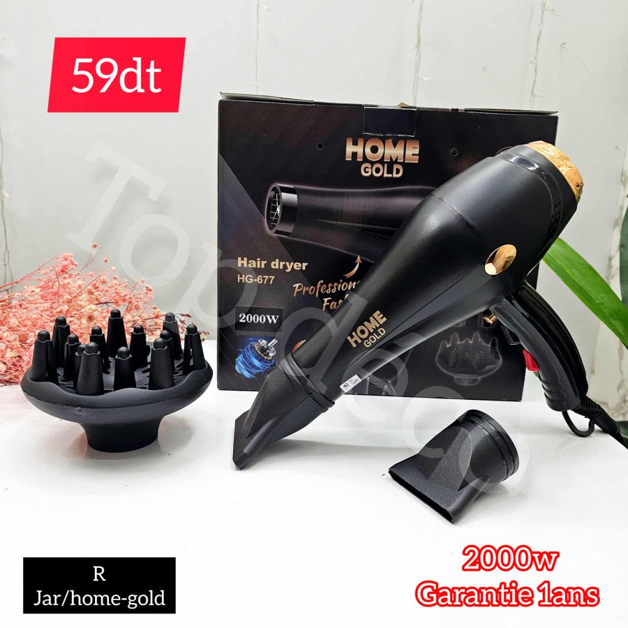 Sèche-Cheveux Professionnel Home Gold noir 2000w