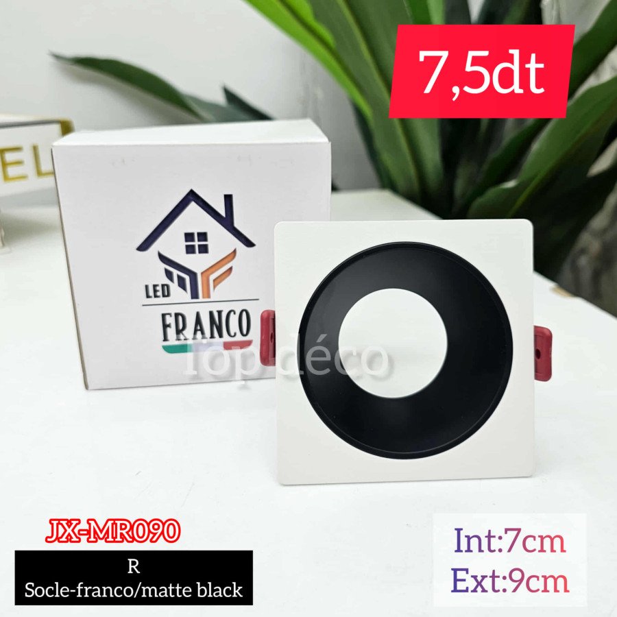 Support Spot LED Carré – Aluminium (Socle Franco / matte Black)