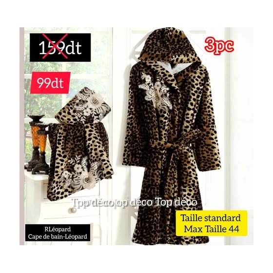 cape de bain léopard 3 pièces