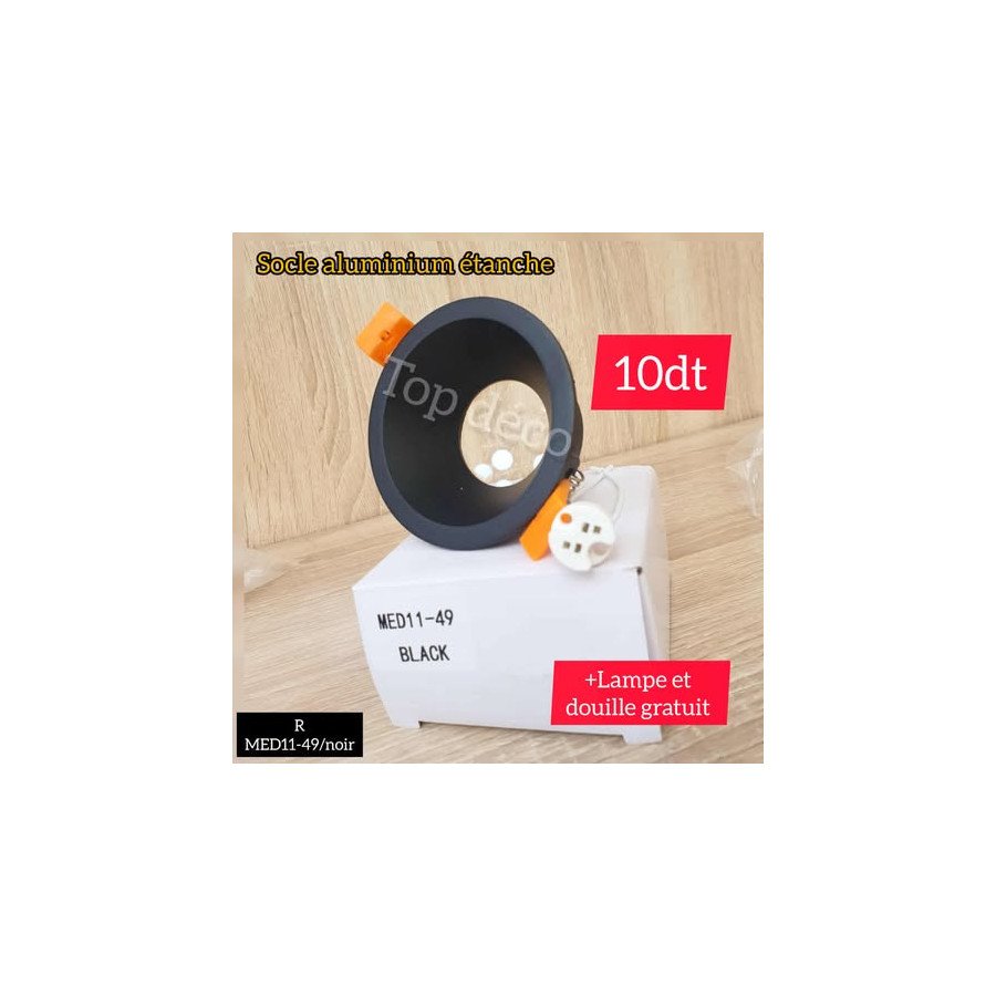 Socle Étanche noir Aluminium – Modèle R MED11-49 (7 cm / 8 cm)