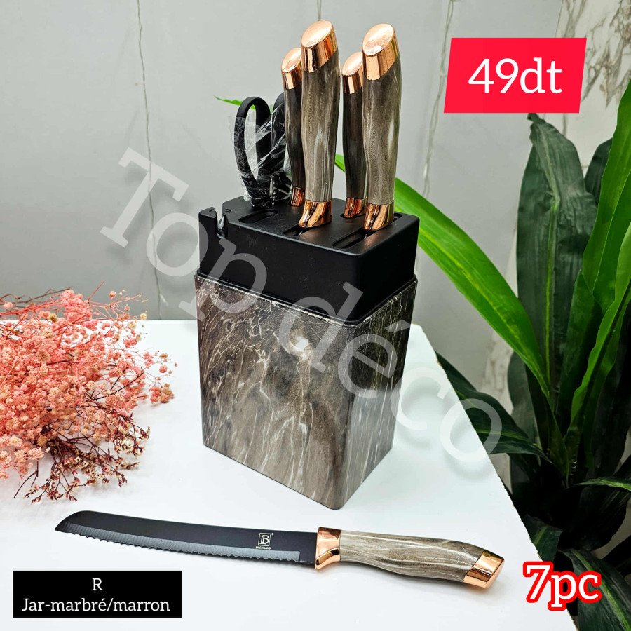 pack d’ustensiles de coupe 7 pièces marron