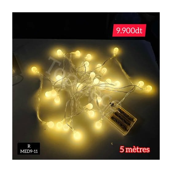 guirlande lumière jaune 3 piles 5 mètres