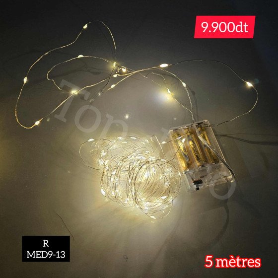 guirlande lumière jaune 3 piles 5 mètres MED9-13