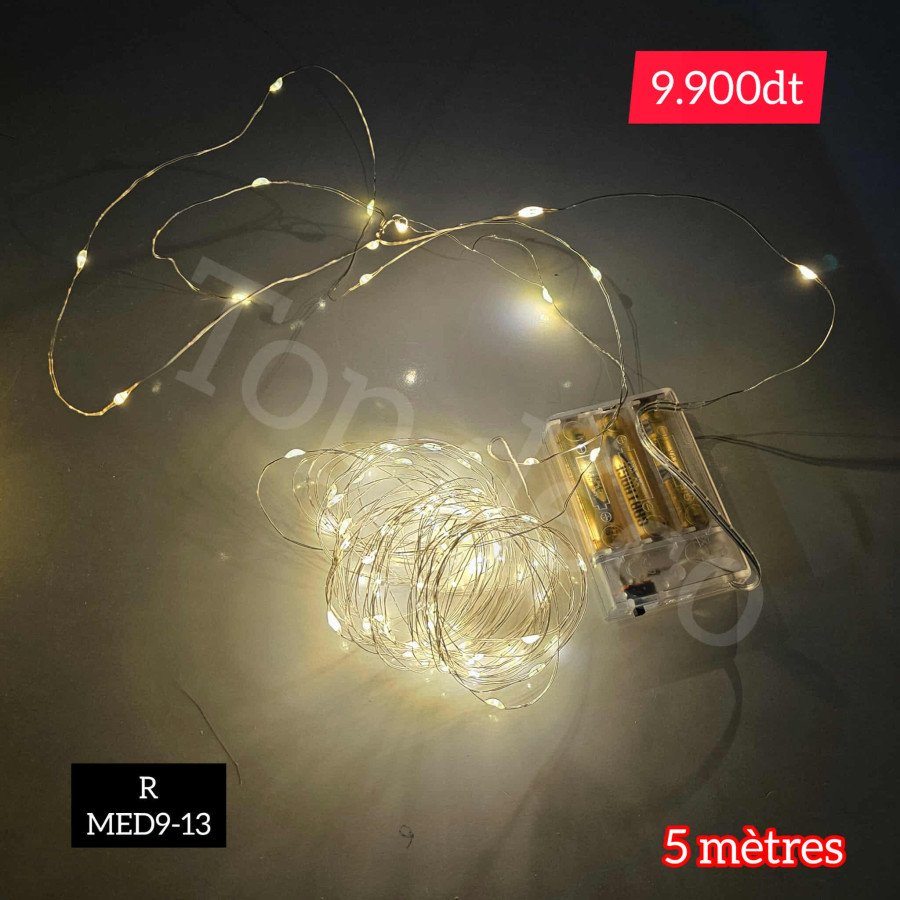 guirlande lumière jaune 3 piles 5 mètres MED9-13