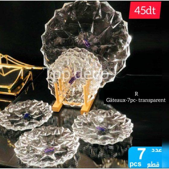 set de plateaux à gâteaux transparent – 7 pièces