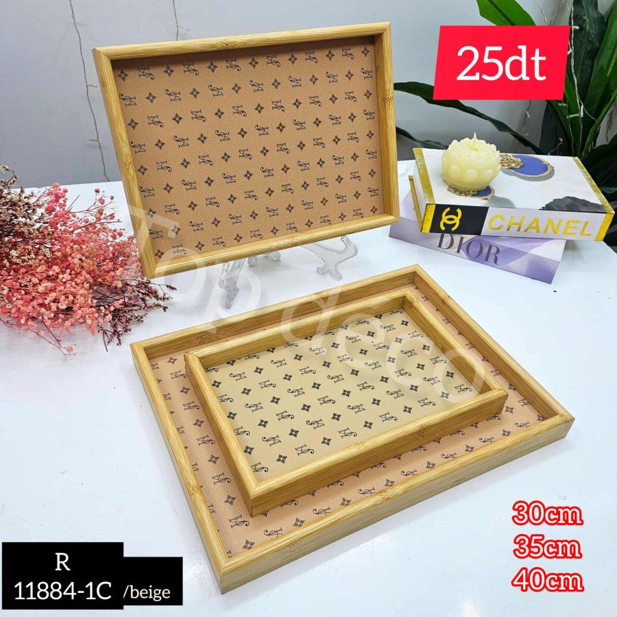 Plateaux 3 Pièces en Bois 11884-1C/beige