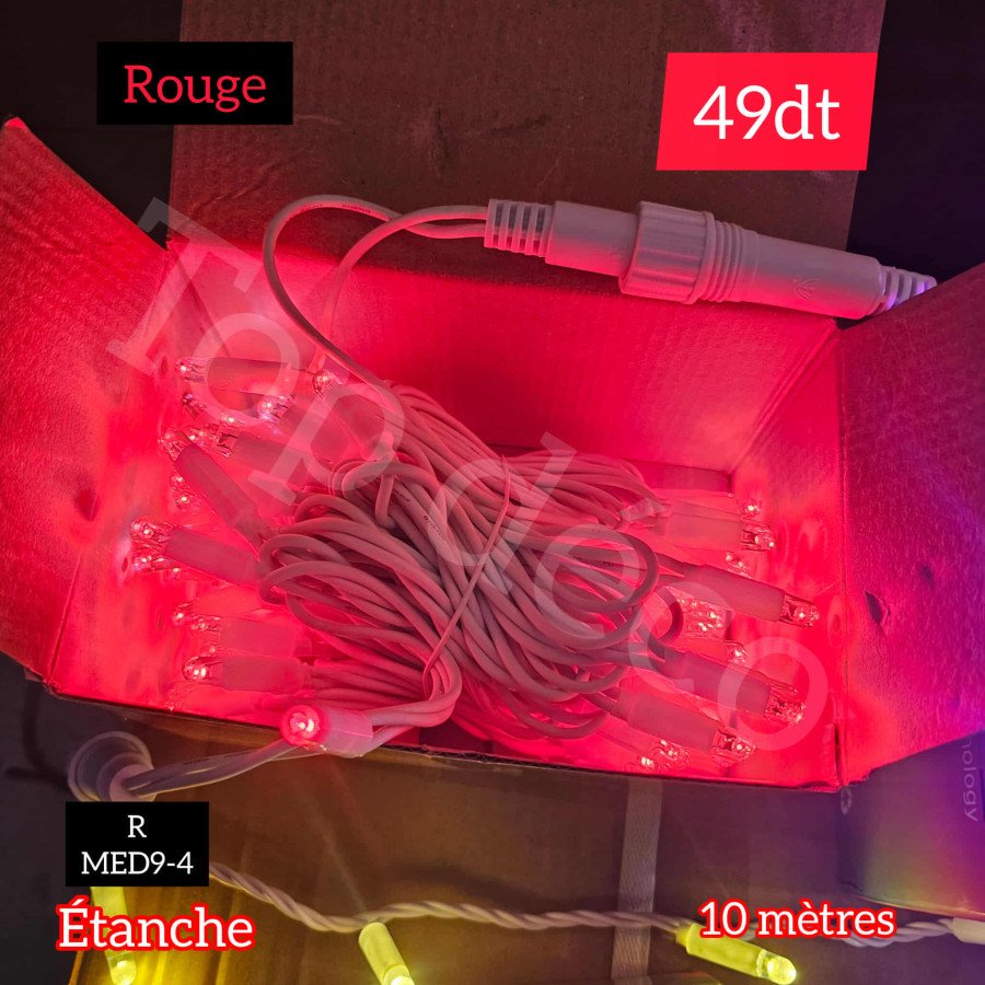 guirlande lumineuse étanche de 10 mètres lumière rouge