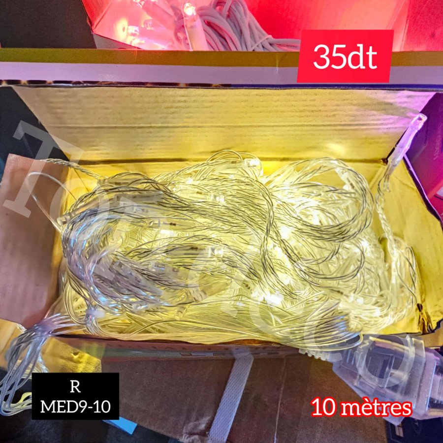 guirlande transparent  lumière jaune 10 mètres