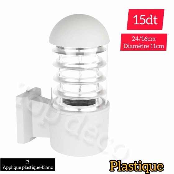 Applique murale extérieure plastique Blanche – culot E27