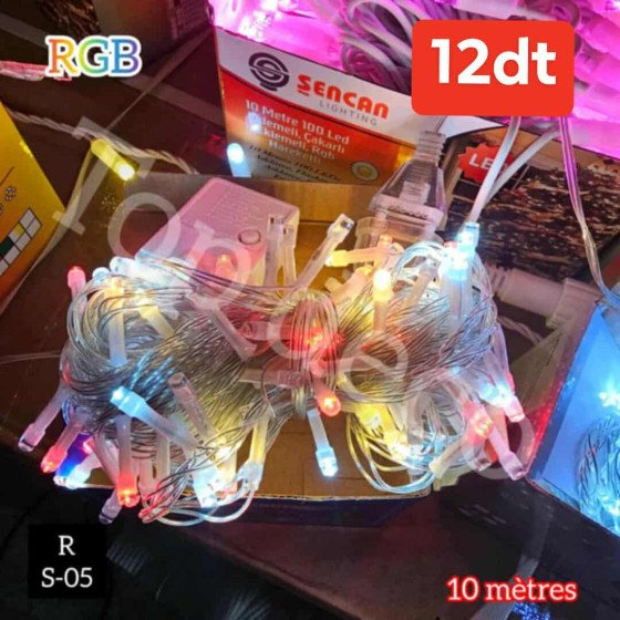 Guirlande transparent  lumière RGB 10 mètres S-05