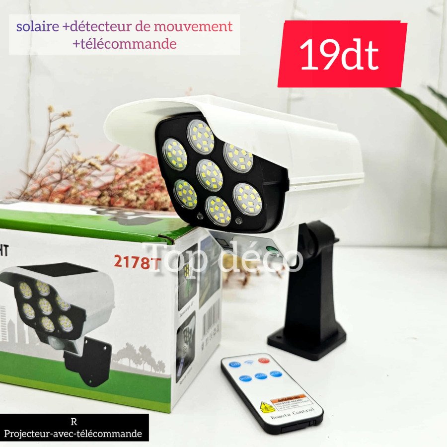 Projecteur LED Solaire Étanche détecteur de mouvement avec télécommande