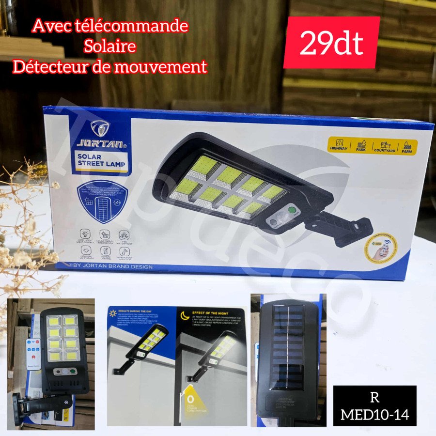 Projecteur solaire LED JORTAN avec détecteur de mouvement 400W  – Réf. MED10-14